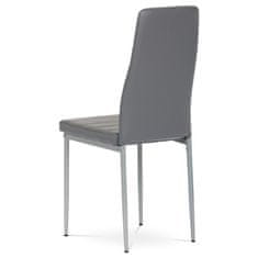 Autronic - Židle jídelní, šedá koženka, šedý kov - DCL-377 GREY