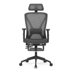 Autronic - Židle kancelářská, šedá MESH, plastový kříž, opěrka nohou, posuvný sedák, 2D područky - KA-S257 GREY