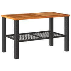 Petromila vidaXL Záhradný stôl čierny 70x38x42 cm polyratan akáciové drevo