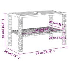 Petromila vidaXL Záhradný stôl béžový 70x38x42 cm polyratan akáciové drevo