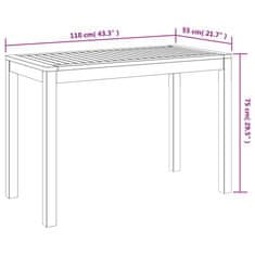 Petromila vidaXL Záhradný jedálenský stôl 110x55x75 cm, akáciový masív