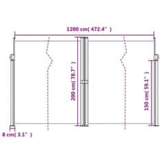 Petromila vidaXL Zaťahovacia bočná markíza, hnedá 200x1200 cm