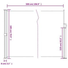 Vidaxl Zaťahovacia bočná markíza, sivohnedá 180x500 cm