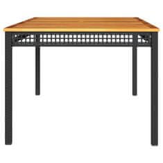 Petromila vidaXL Záhradný stôl čierny 180x90x75 cm polyratan akáciové drevo