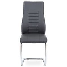 Autronic - jedálenská stolička, šedá koženka / chróm - HC-955 GREY