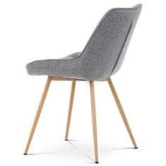 Autronic - Jedálenská stolička, poťah sivá látka, kovové nohy, 3D dekor dub - CT-394 GREY2