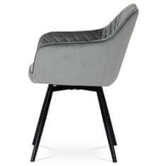 Autronic - Jedálenská stolička, poťah sivá zamatová látka, kovové nohy, čierny matný lak - DCH-425 GREY4