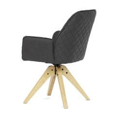 Autronic - Židle jídelní s područkami, černá látka, dubové nohy, otočná P90°+ L 90° s vratným mechanismem - funkce