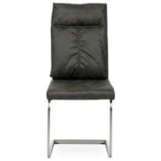 Autronic - Jedálenská stolička, sivá látka v dekore vintage kože, kovová podnož, brúsený nikel - DCH-459 GREY3