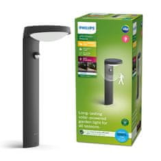 Philips Philips Tyla IR solárne vonkajšie stĺpikové LED svietidlo so senzorom 1,2W 255lm 4000K IP44 40cm, antracit