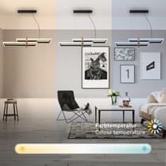 BRILONER BRILONER LED závesné svietidlo, 120 cm, časovač, 44W, 400lm, čierna/drevo BRI 4768015