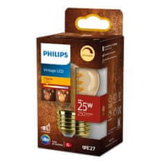 Philips Philips LED filament žiarovka E27 P45 3W (25W) 250lm 2200K stmievateľná, jantárová