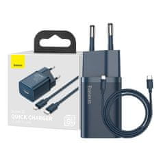 BASEUS Rýchlonabíjačka Baseus Super Si 1C 20W s káblom USB-C na Lightning 1 m (modrá)