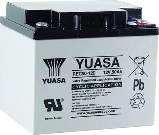 4DAVE Yuasa Pb trakční záložní akumulátor AGM 12V/50Ah pro cyklické aplikace (REC50-12I)