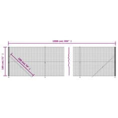 Vidaxl Drôtený plot s pätkami antracitový 1,8x10 m