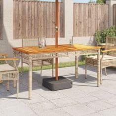 Petromila vidaXL Záhradný stôl béžový 140x80x75 cm polyratan akáciové drevo