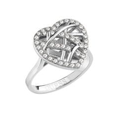 Guess Slušivý oceľový prsteň Heart Cage JUBR03101JWRH (Obvod 54 mm)