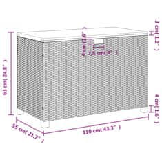 Petromila vidaXL Záhrad. úložný box čierny 110x55x63 cm polyratan akáciové drevo