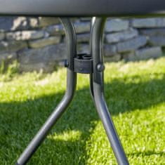 KONDELA Záhradný príručný stolík čierna oceľ, tvrdené sklo HABIR