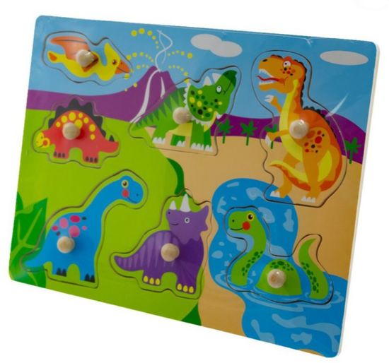 Tulimi Drevené zábavné puzzle vkladacie - Dinosaury