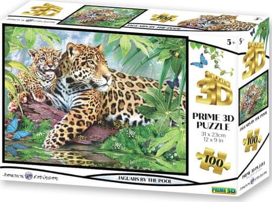 Prime 3D Puzzle Jaguári pri bazéne 3D 100 dielikov