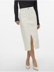 Vero Moda Krémová dámska džínsová midi sukňa Vero Moda Veri XS