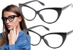 Camerazar Štýlové okuliare s mačacími očami, čierne, akryl, 134 mm