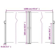 Petromila vidaXL Zaťahovacia bočná markíza krémová 160x1200 cm