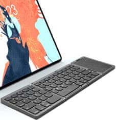 Farrot Prenosná BT mini klávesnica B033 dobíjacia, skladacia, pre iPad Mobilný telefón Stolný Laptop Sivá