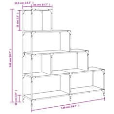 Petromila vidaXL Knižnica 4 schody dymový dub 139x33,5x149 cm kompozitné drevo