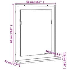 Vidaxl Kúpeľňové zrkadlo s policou dymový dub 50x12x60cm kompoz. drevo