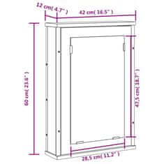 Vidaxl Kúpeľňová skrinka so zrkadlom čierna 42x12x60cm kompozit. drevo