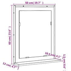 Vidaxl Kúpeľňové zrkadlo s policou hnedý dub 50x12x60cm kompoz. drevo