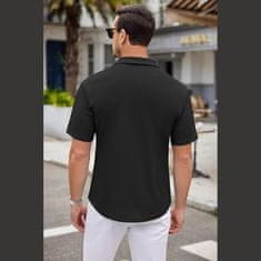 VIVVA® Košeľa, ktorá sa nekrčí – pánska elastická nekrčivá košeľa s krátkym rukávom – čierna, S/M | BRILLSHORT