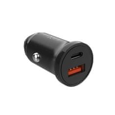 FIXED Autonabíječka s USB-C a USB výstupem a podporou PD, 20W FIXCC20N-CU-BK, černá