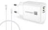 Connect IT DUPLEX Nabíjací adaptér 1xLightning + 1×USB-C, 20W, kabel 27W CWC-2090-WH, biely