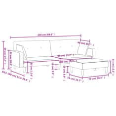 Petromila vidaXL 2-miestna rozkladacia pohovka s podnožkou bledosivá látka