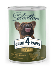 Club4Paws Premium Mokré krmivo pre psov - Kuracia a jahňacia paštéta 10x400g