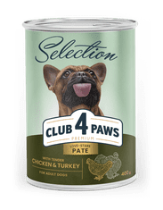 Club4Paws Premium Mokré krmivo pre psov - Kuracia a morčacia paštéta 10x400g