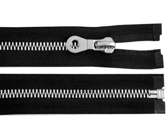 Kostený zips, imitácia kovu No 8 dĺžka 90 cm bundový - čierna