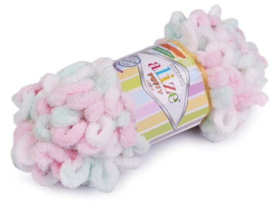 Alize Pletacia priadza Puffy color 100 g - (6052) mint ružová svetlá