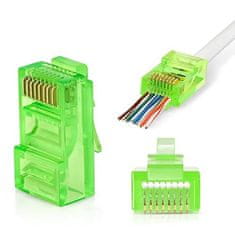 W-STAR Konektor UTP RJ45EZ Cat5e100ks pozlátený, zelená, pass through RJ45EZ5GS