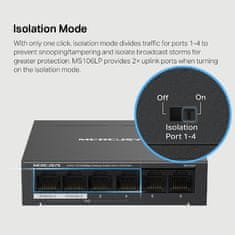 TP-LINK Switch Mercusys MS106LP 2x LAN, 4x LAN s PoE, 40W