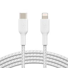 Belkin kábel opletaný USB-C - Lightning, 1m, biely