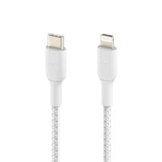 Belkin kábel opletaný USB-C - Lightning, 1m, biely