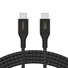 Belkin BOOST CHARGE USB-C/USB-C kábel 240W, 1m, čierny - odolný