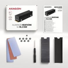 AXAGON CLR-M2XT, hliníkový pasívny chladič pre jedno aj obojstranný M.2 SSD disk, výška 24 mm