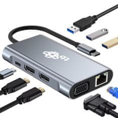 TB TOUCH USB C 8v1 - 2x HDMI, USB, VGA, RJ45, PD