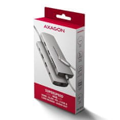 AXAGON HMC-8HLSA, USB 5Gbps húb, 3x USB-A, HDMI 4k/60Hz, RJ-45 GLAN, SD/microSD, audio, PD 100W