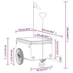 Vidaxl Vozík za bicykel, čierny 30 kg, železo